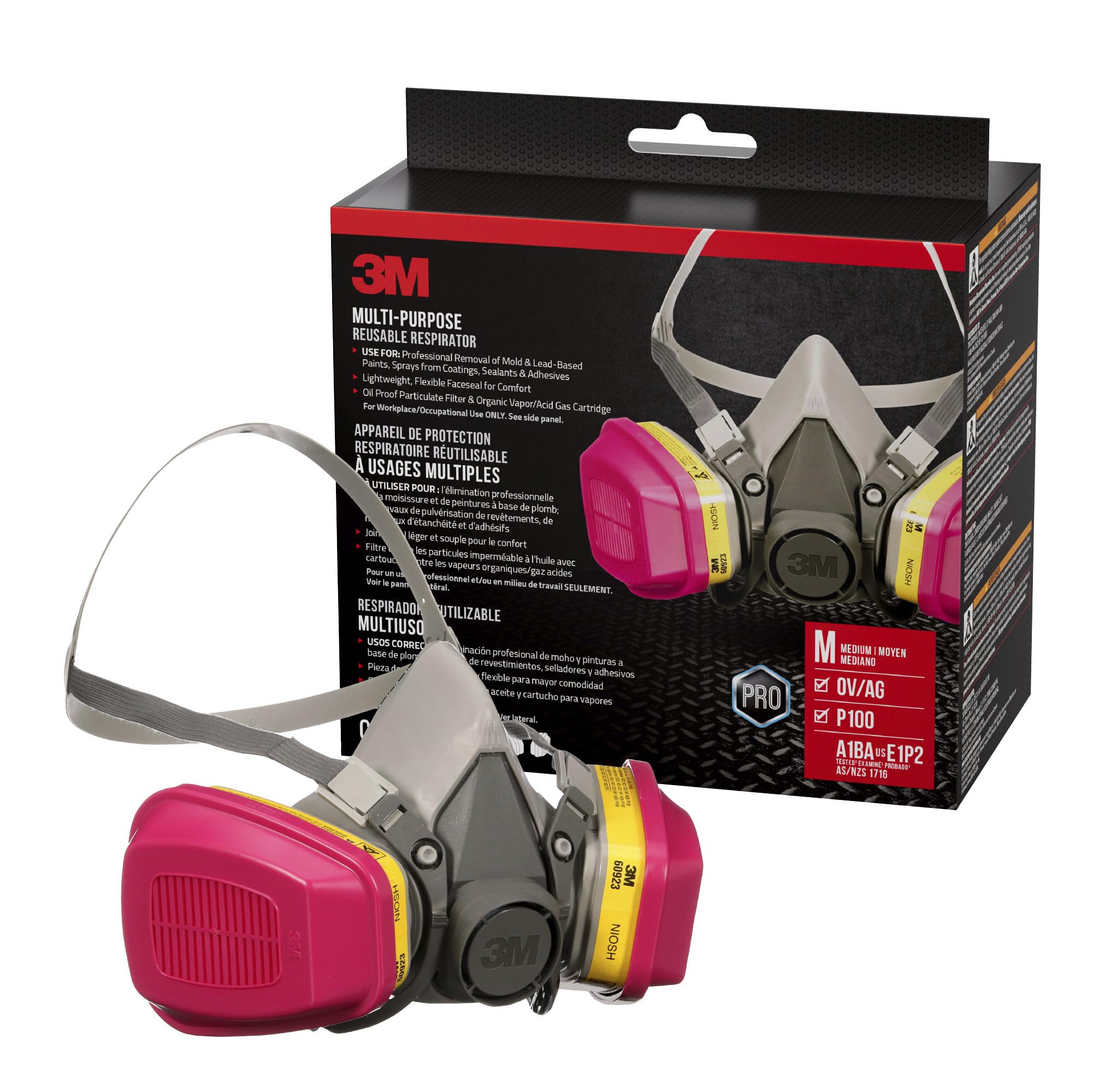 3m 62023ha1-c Half Facepiece Reusable Respirator All-in-one Kit, Multi-purpose, 