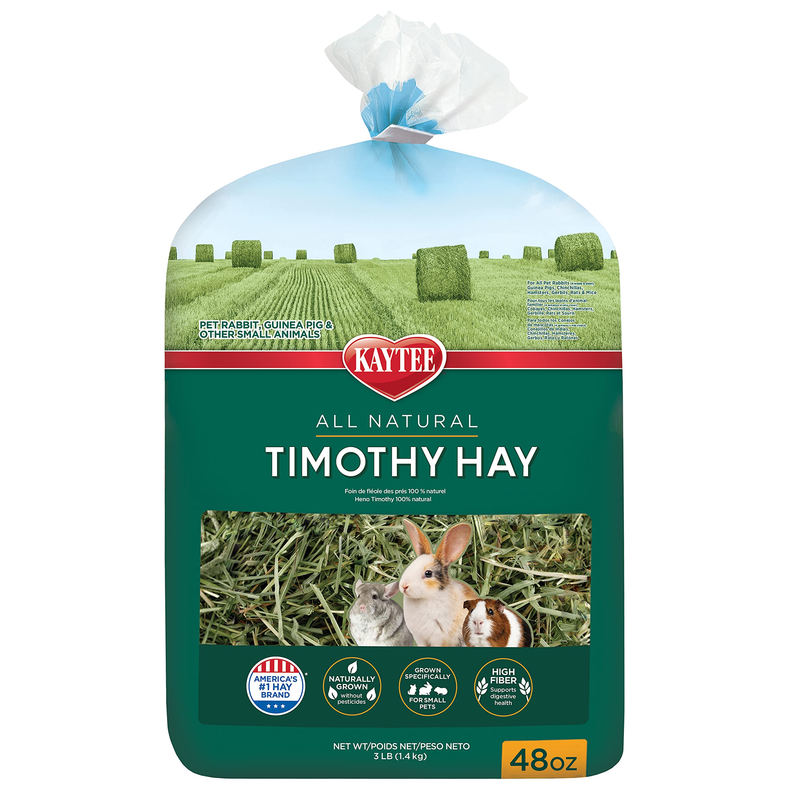 Kaytee Timothy Hay, 48-oz Bag | Supports digestive health. Hand-selected rabbit 