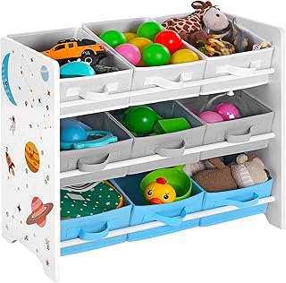 SONGMICS Children's Storage Shelf for Toys and Books, Toy Chest with 9 Removable Boxes UGKR33WT