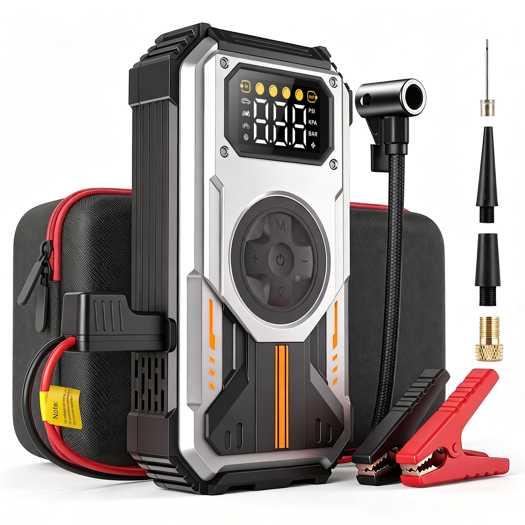 PD-270 Car Battery Booster with Powerful Inflator 6000A Tire Inflating Function 