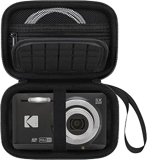 Elonbo Camera Carrying Case for KODAK PIXPRO FZ45/ FZ55 Digital Camera | Compact Camera Case, Hard Bag, with Mesh Pocket Wrist Strap Double Zipper, for Vlogging, Travel Protective Storage, Black
