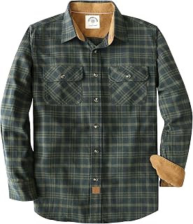 Dubinik® 6 oz Flannel Shirt for Men Plaid Cotton Brushed Utilit Casual