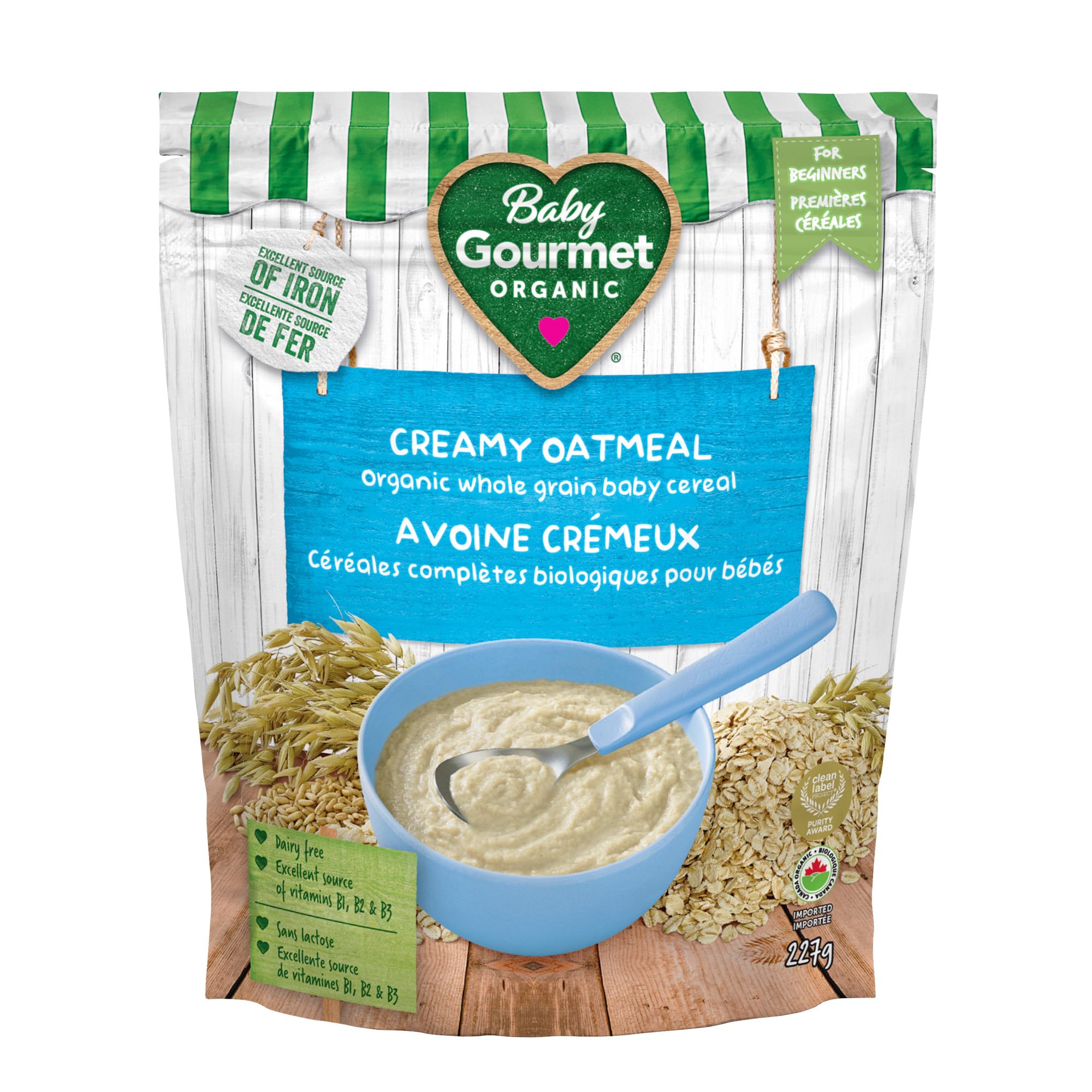 Baby Gourmet Organic Baby Cereal, Creamy Oatmeal, Stage 1, 227g | Clean Label Ce
