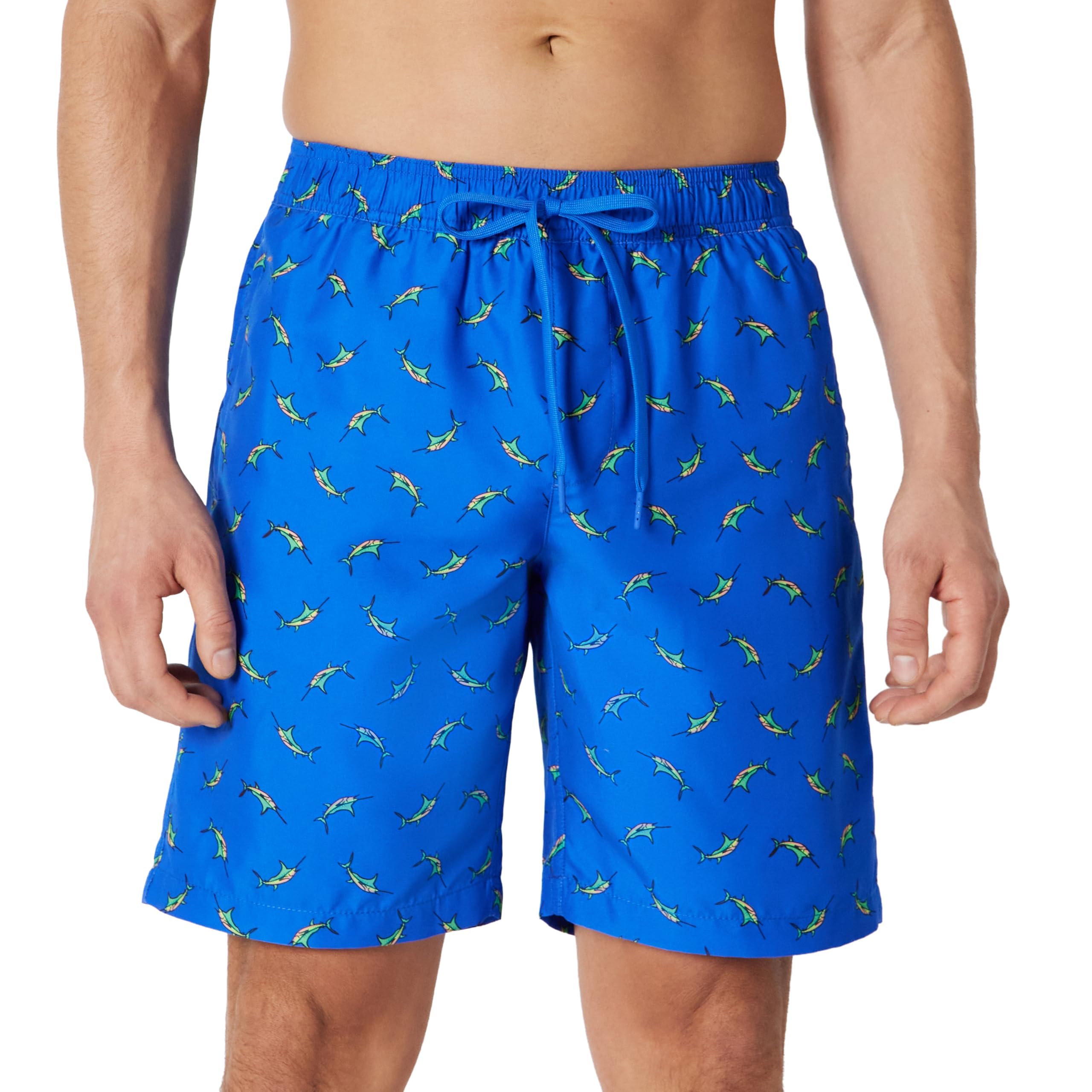 Amazon Essentials Mens 9" Swim Shorts with Mesh Inner Lining, Pockets, Drawstrin