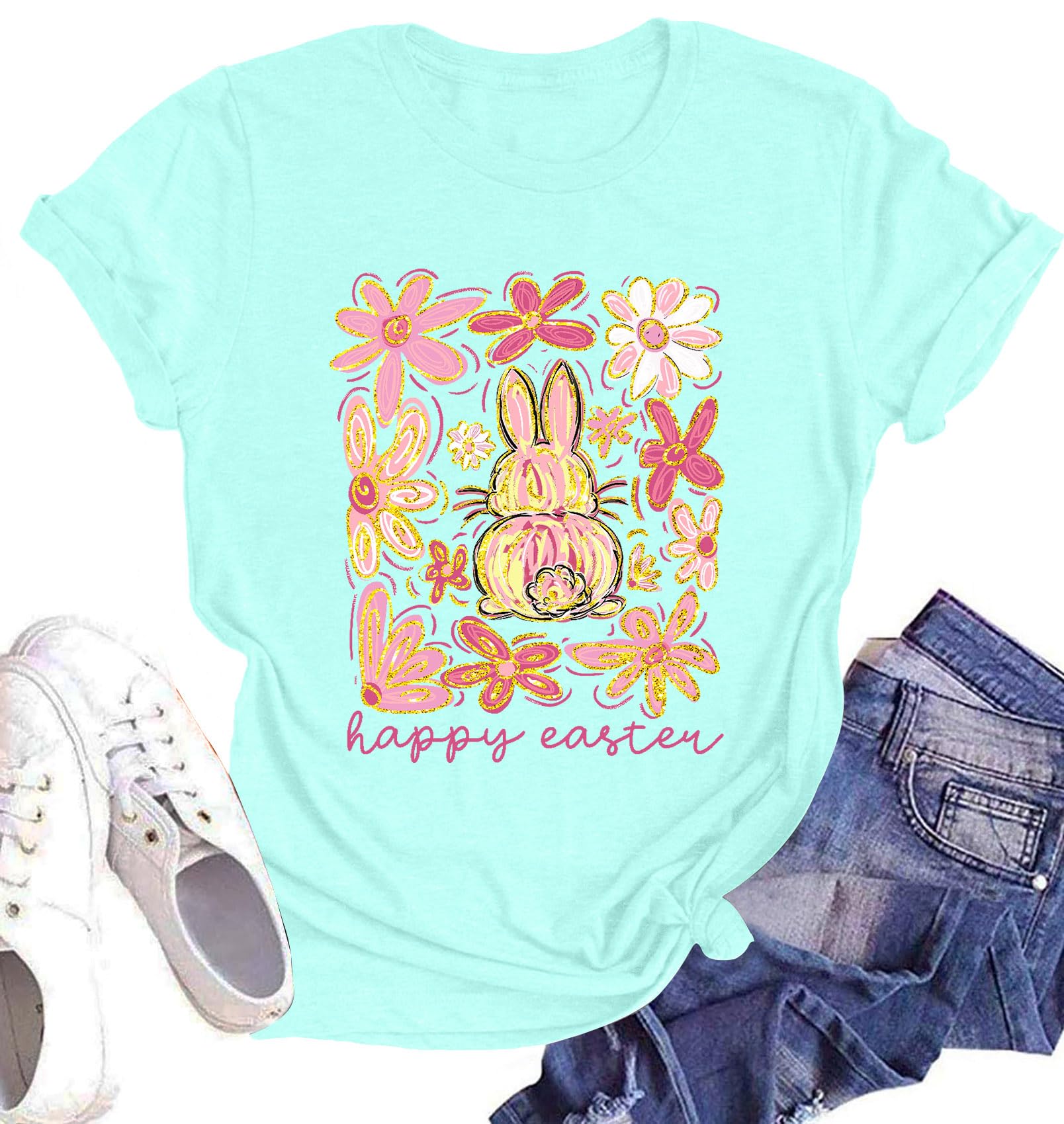 Easter Tshirt Women Silly Rabbit Easter is for Jesus Graphic Shirt Christian Tee