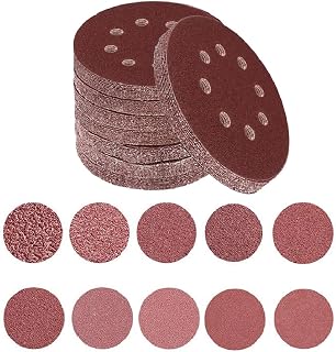 100Pcs 125mm Sanding Discs, 8-Hole Orbital Sandpaper 60-600 Grit