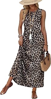 WIHOLL Summer Dresses Babydoll Maxi Dress Empire Waist Beach Vacation Sundresses 2026 with Pockets