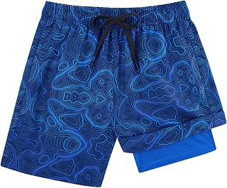 Kids4ever Boys Swim Trunks Quick Dry Compression Lining Boxer Anti Chafing Beach Bathing Suit Surfing Shorts 7-18 Years