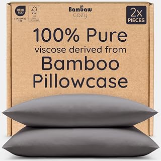 Bambaw 100% Viscose Derived from Bamboo Pillow Cases Queen Size Set of 2, Queen Cooling Pillow Cases with Envelope Closure, Breathable & Super Soft Pillow Cases, Anti Acne Pillow Cases (Dark Gray)