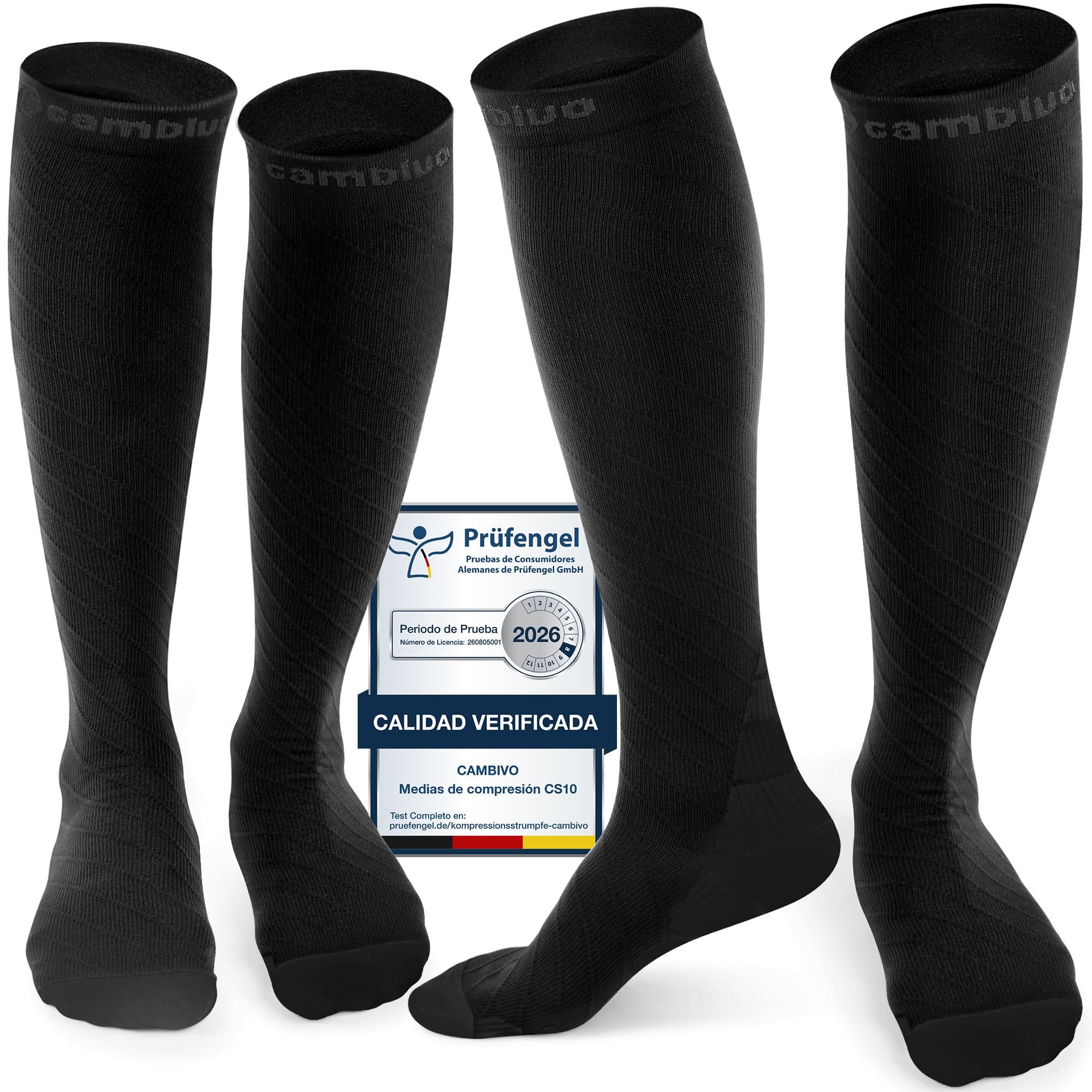 CAMBIVO Compression Socks Women and Men 2 Pairs, Compression Running Socks 20-30