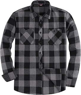 JupiterSecret Flannel Shirt Men's Long Sleeve Checked Shirt Regular Fit S