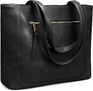 befen Genuine Leather Tote Bag for Women, Work Bag with Zipper and 15.6 Inch Laptop Compartment