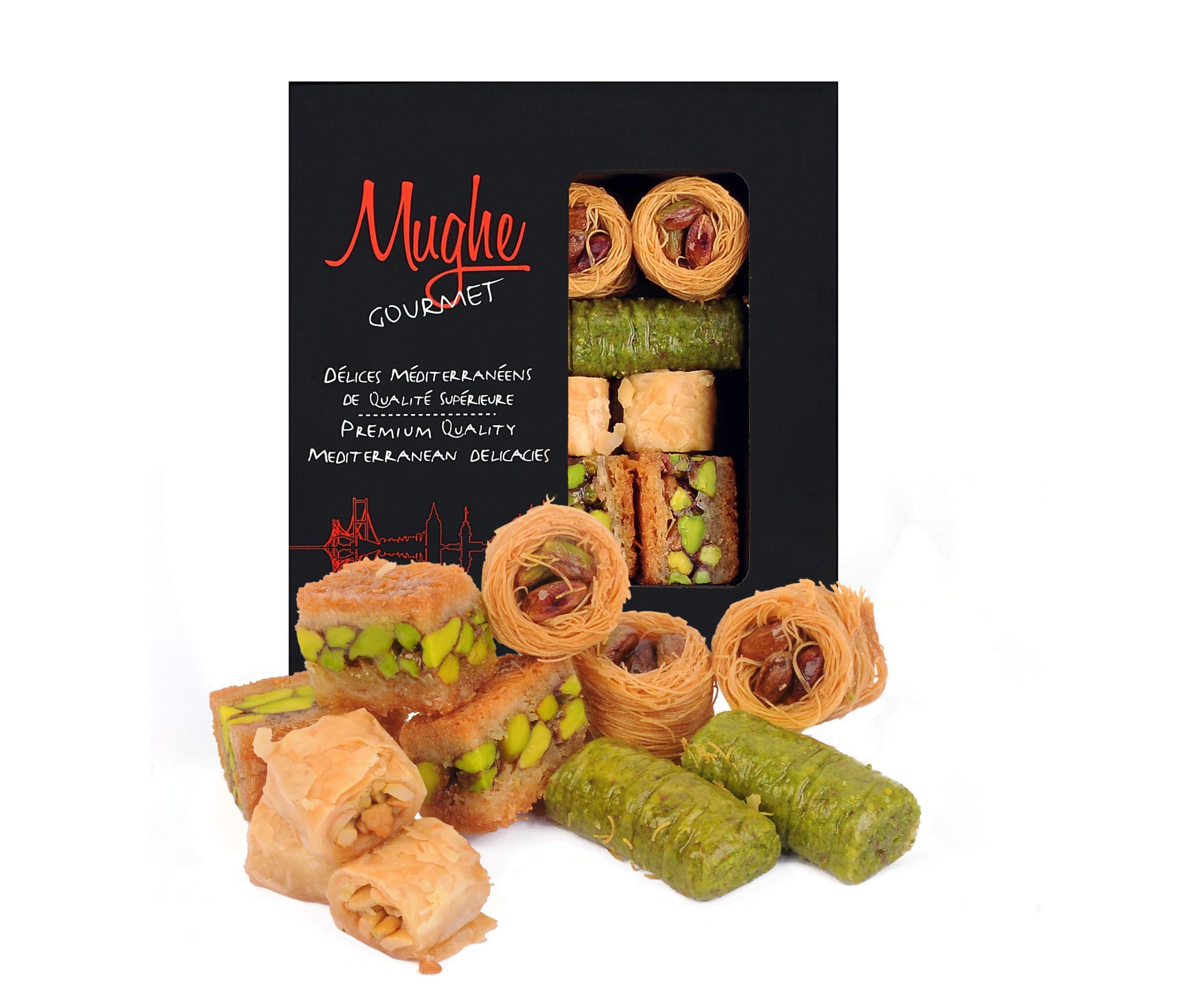 Mughe Gourmet Bitesize Turkish Pistachio Baklava Assortment Gift Box - Handmade 