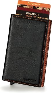 GUGGIARI® Card Holder Aluminium RFID Magnetic Closure Black & Orange