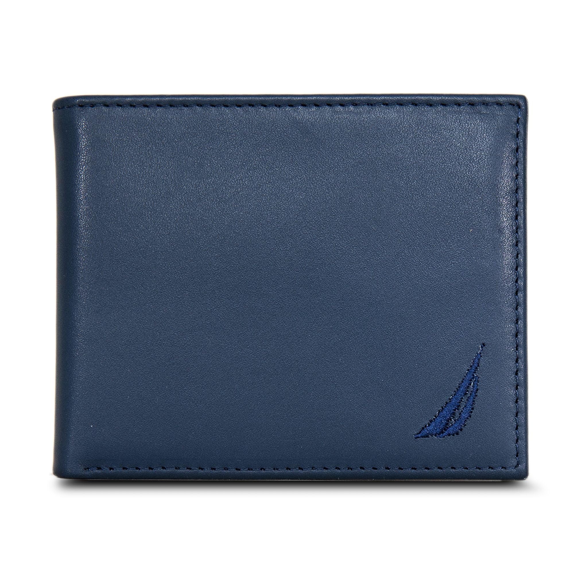 Nautica Men's Bifold Leather Wallet | RFID Blocking | ID Window | Card Slots | O