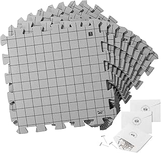Mr. Pen- Blocking Mats for Knitting &amp; Crochet Projects, 12" x 12" | 9 Pack with 150 pcs T-Pins, Gray Aligned Grid Knitting Blocking Mats and Pins, Water &amp; Heat Resistant