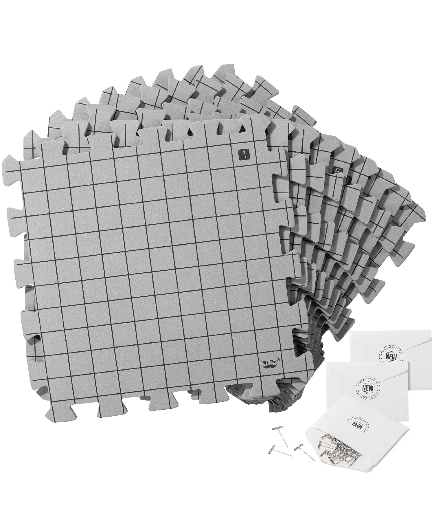 Mr. Pen- Blocking Mats for Knitting &amp; Crochet Projects, 12" x 12" 