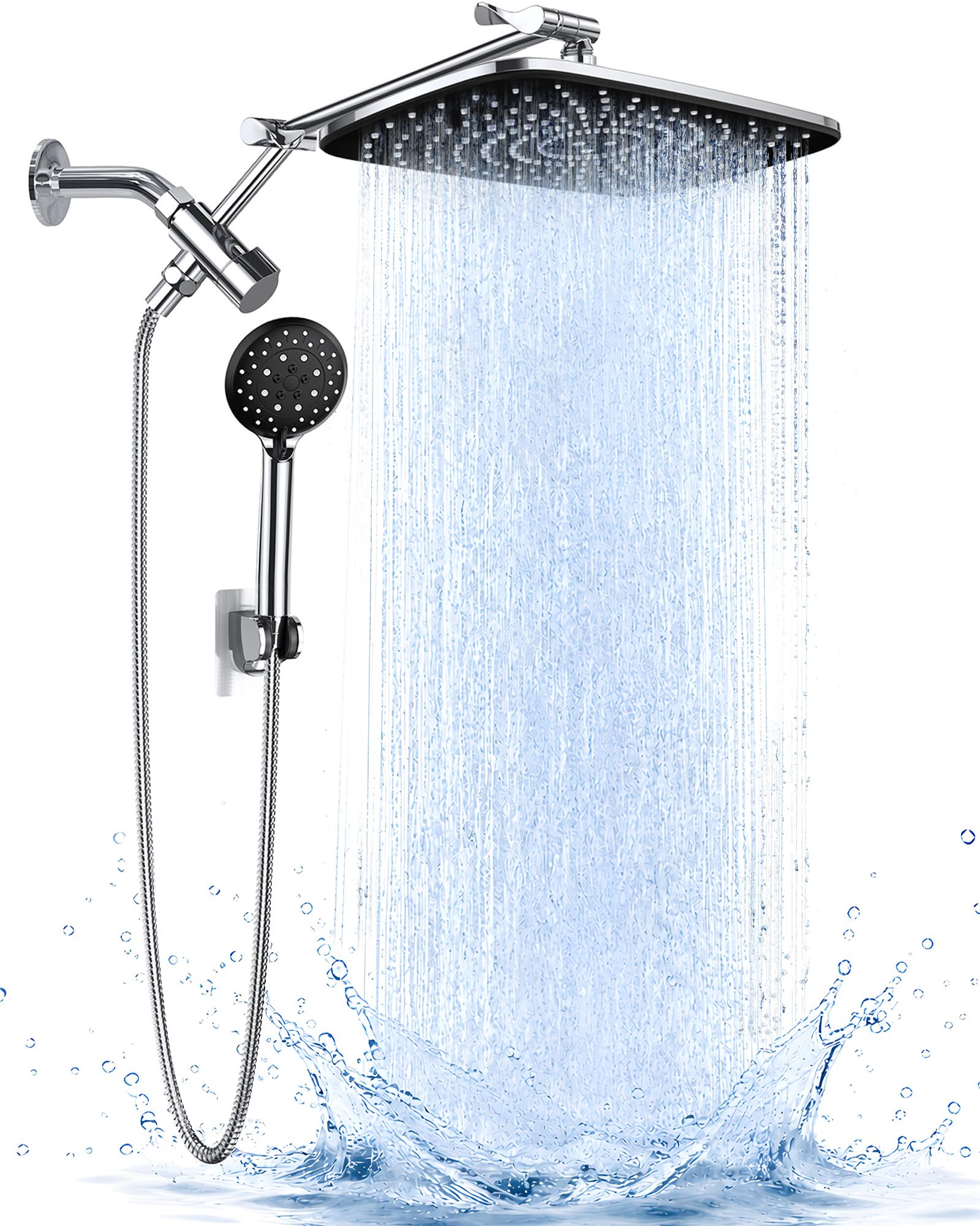 Veken 11.8" High Pressure Shower Head with Handheld, Metal Core Fittings | Handh