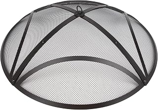 WeCooper 32In Reinforced Steel Round Fire Pit Screen Cover,Handle,Black | Large Patio FirePit Spark Screen,Black Heat Resistant Metal,Heavy Duty Fire Pit Ember Lid for Backyard,Camping,or Firepit