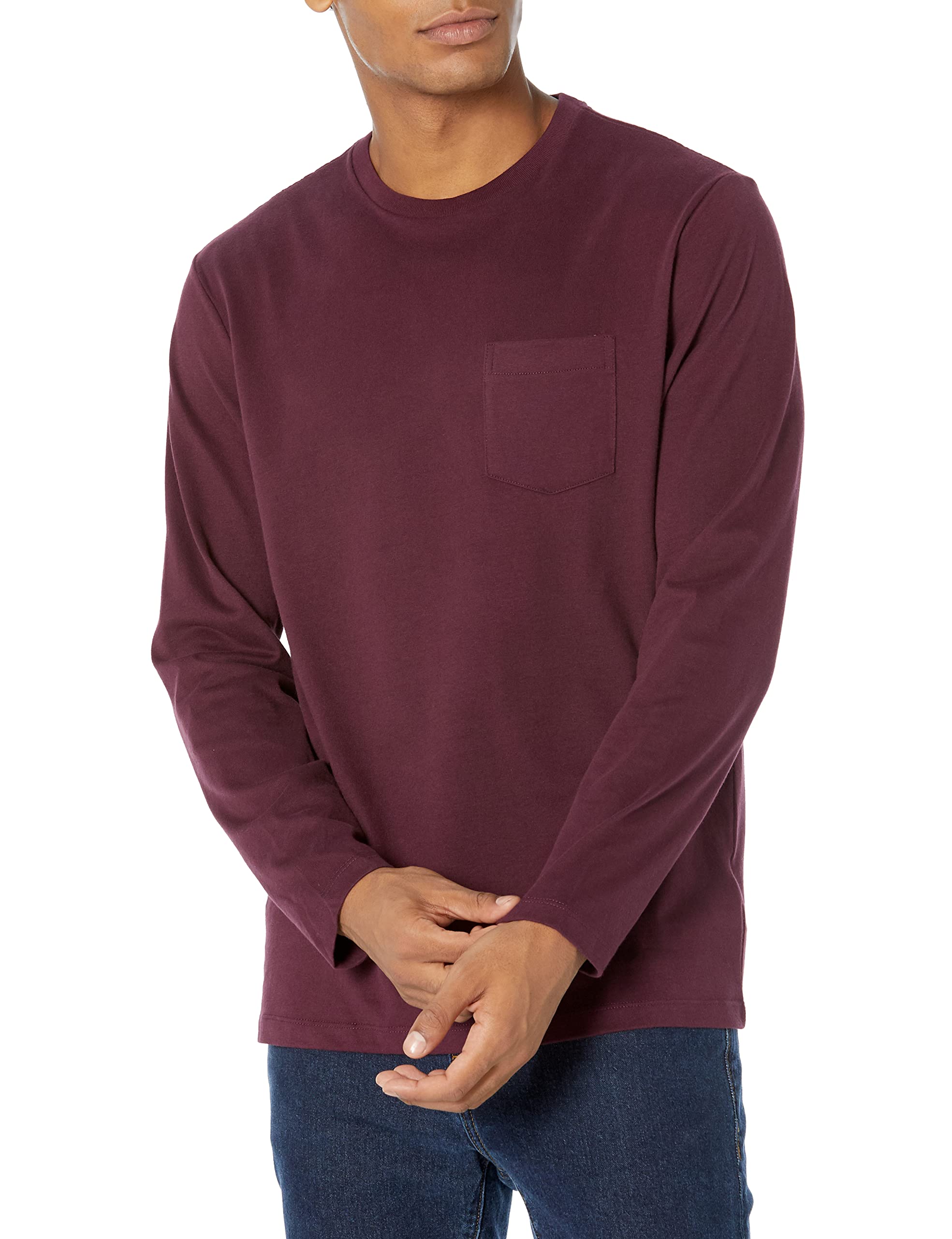 Amazon Essentials Men's Regular-Fit Crewneck Long-Sleeve T-Shirt, Casual Cotton 