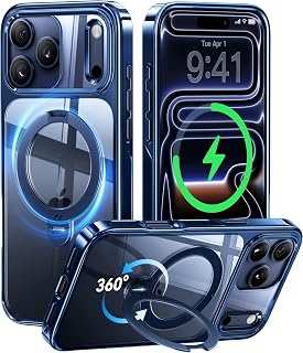 CASEKOO Official Blue for iPhone 17 Pro Max Case with 360 Integrated Magnetic Stand [Compatible with MagSafe] [16FT Military Protection] Clear Kickstand Shockproof Phone Cover – Standkoo Halo Series
