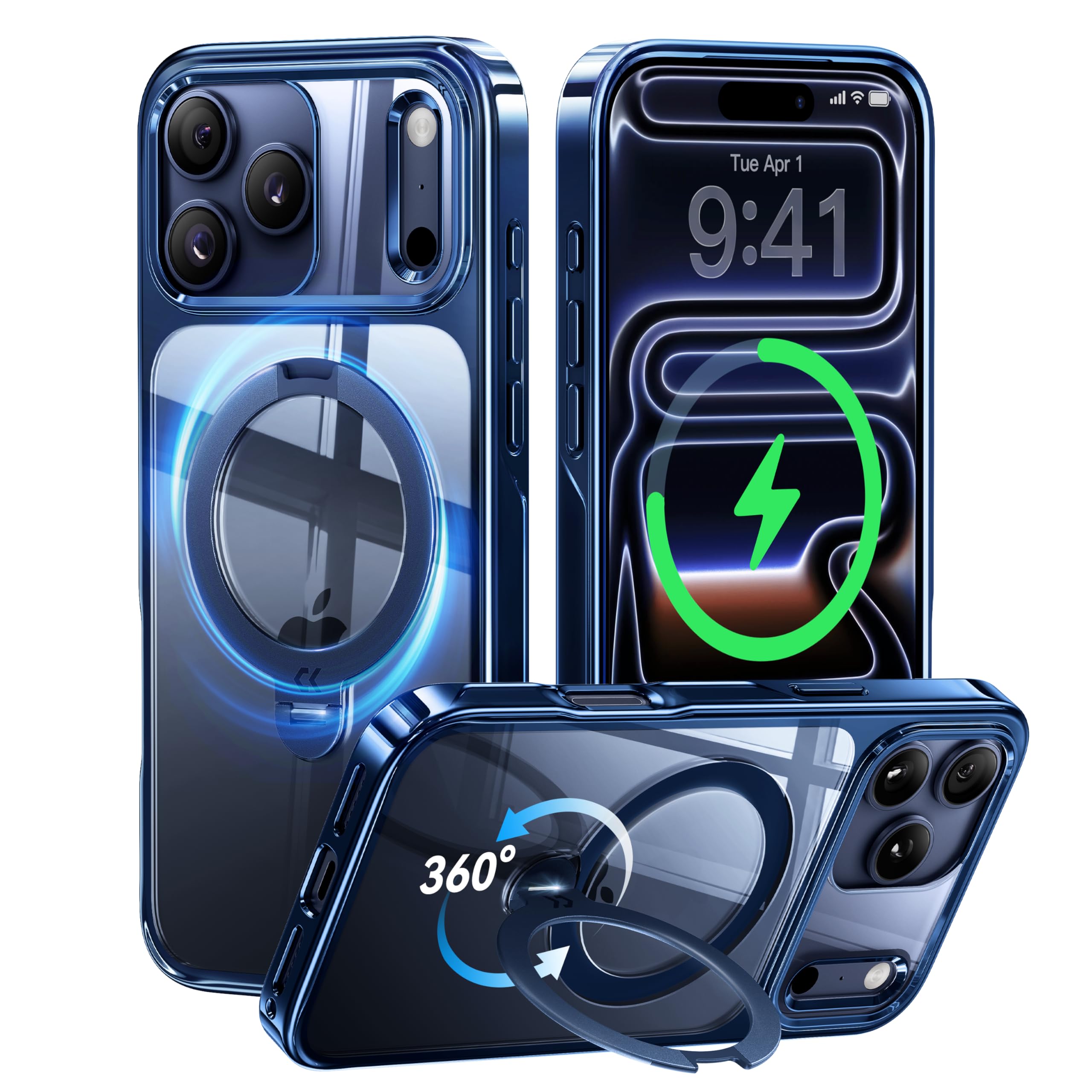 CASEKOO Official Blue for iPhone 17 Pro Max Case with 360 Integrated Magnetic St