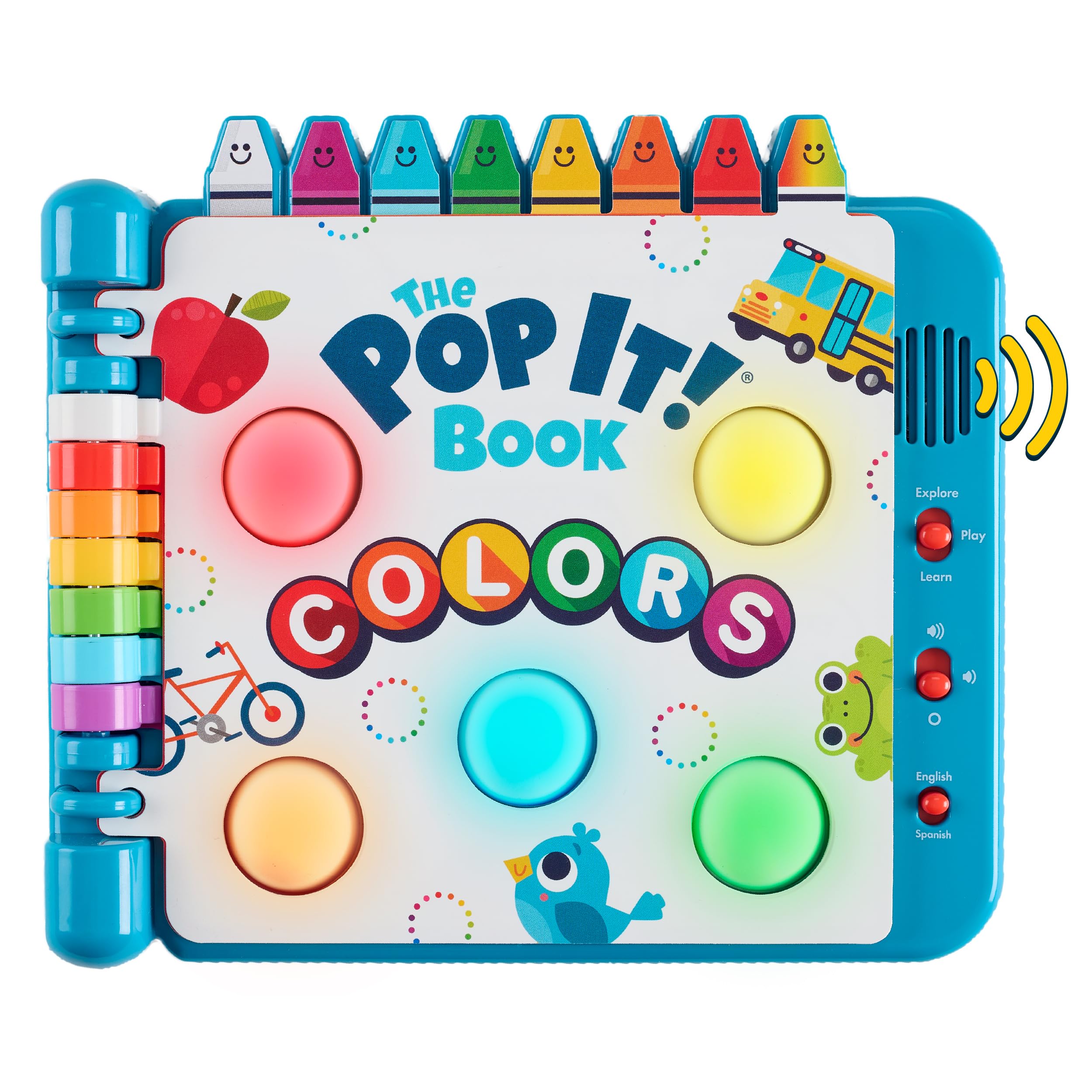Chuckle & Roar Pop It Book, Colors, English & Spanish, Quiet Mode, 1–4+ | Englis