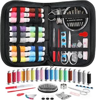 Coquimbo Sewing Kit for Adults, Christmas Stocking Stuffers for Teen Girls | White Elephant Gifts for Women Mom Grandma Boy, Sewing Supplies, Needle and Thread Kit, Portable for Travel, Beginner (Black)