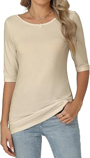 Women's T-Shirt Half Sleeve Round Neck Slim Fit Elástic Casual Top Basic Lightweight Tee Shirt Blouse Summer Spring