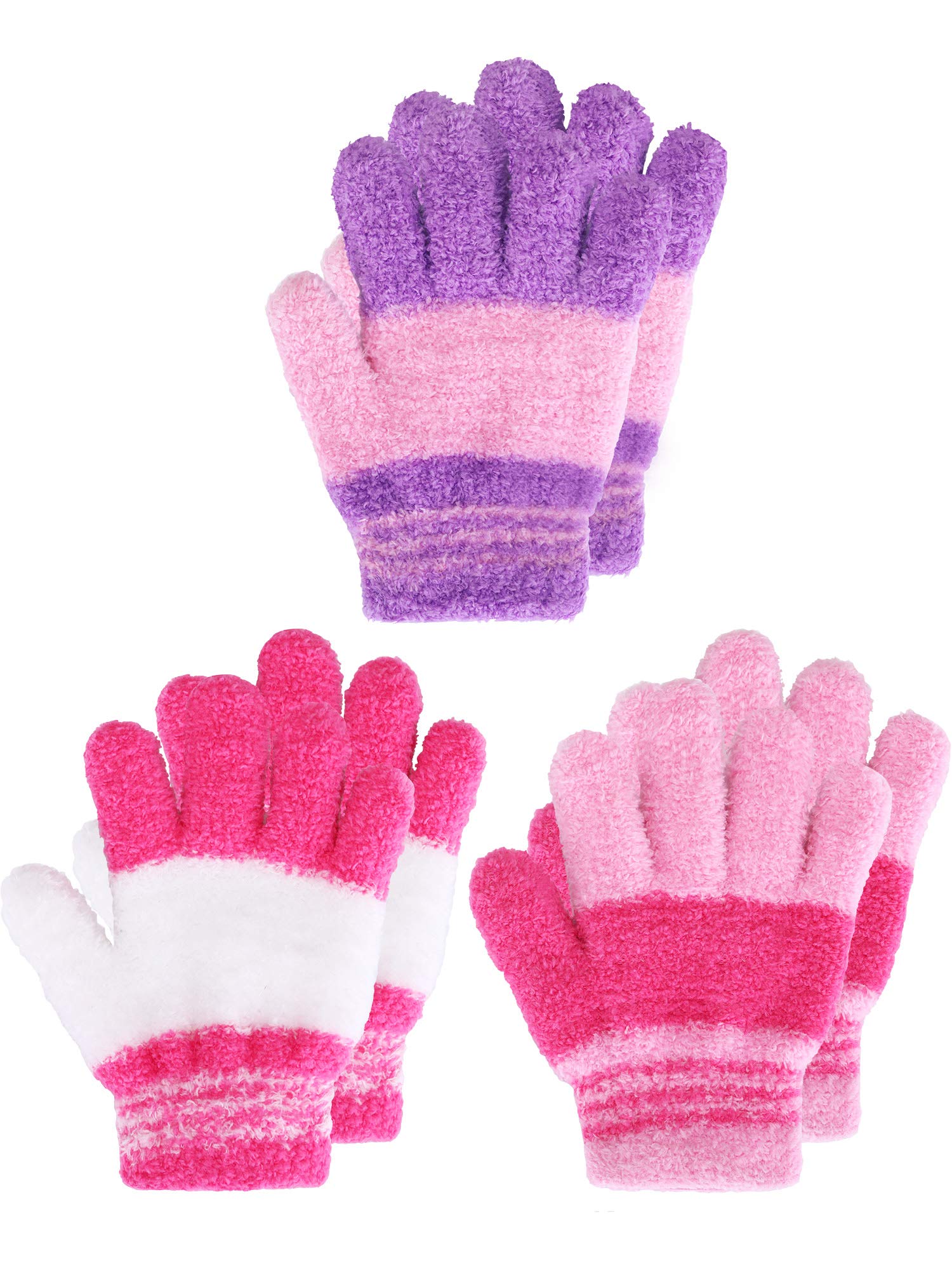 EBOOT 3 Pairs Winter Kids Gloves Warm | Toddler Gloves for Boys Girls Outdoor, F