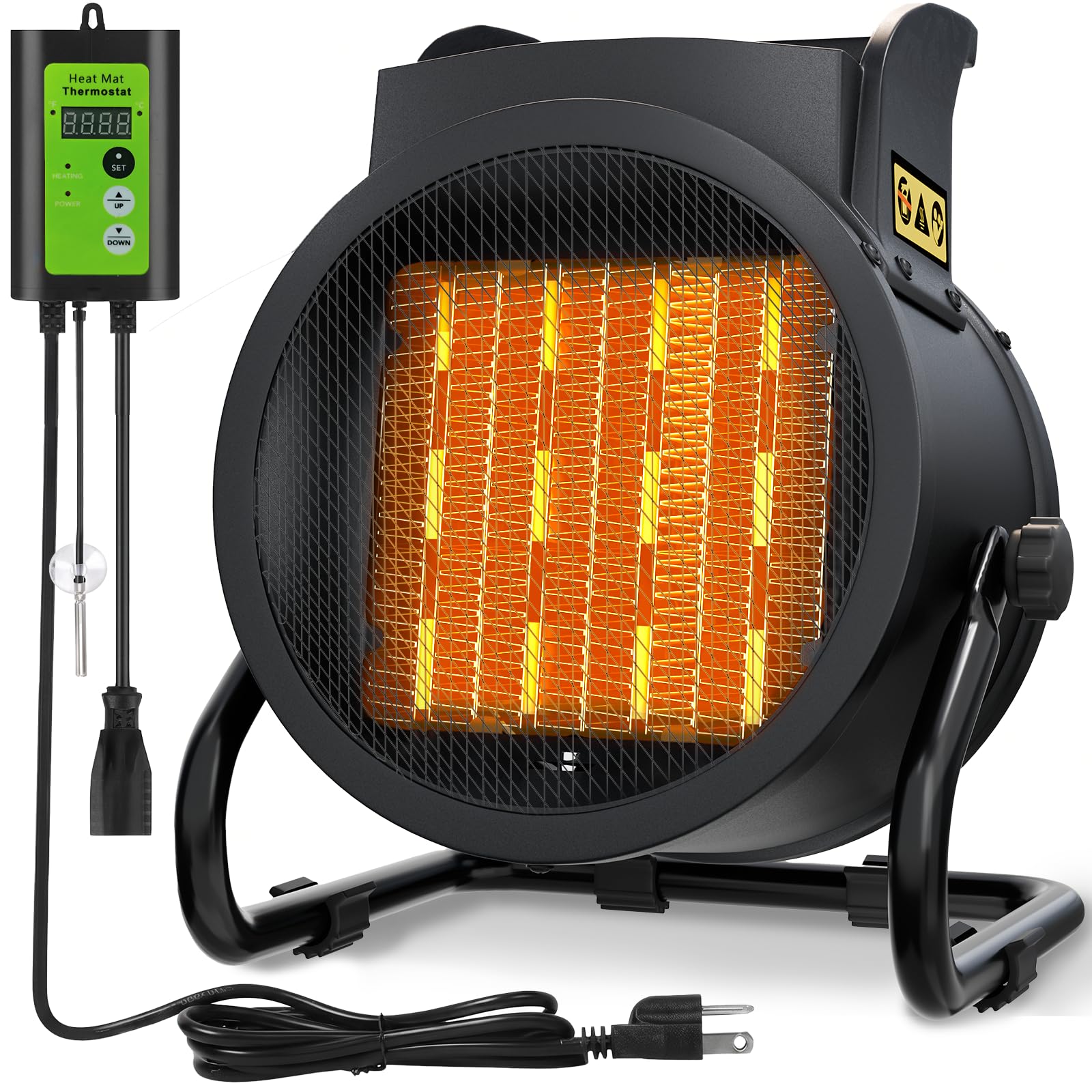 ZIZIWIN Greenhouse Heater with Thermostat, 1500W Electric Heater | Auto Temperat