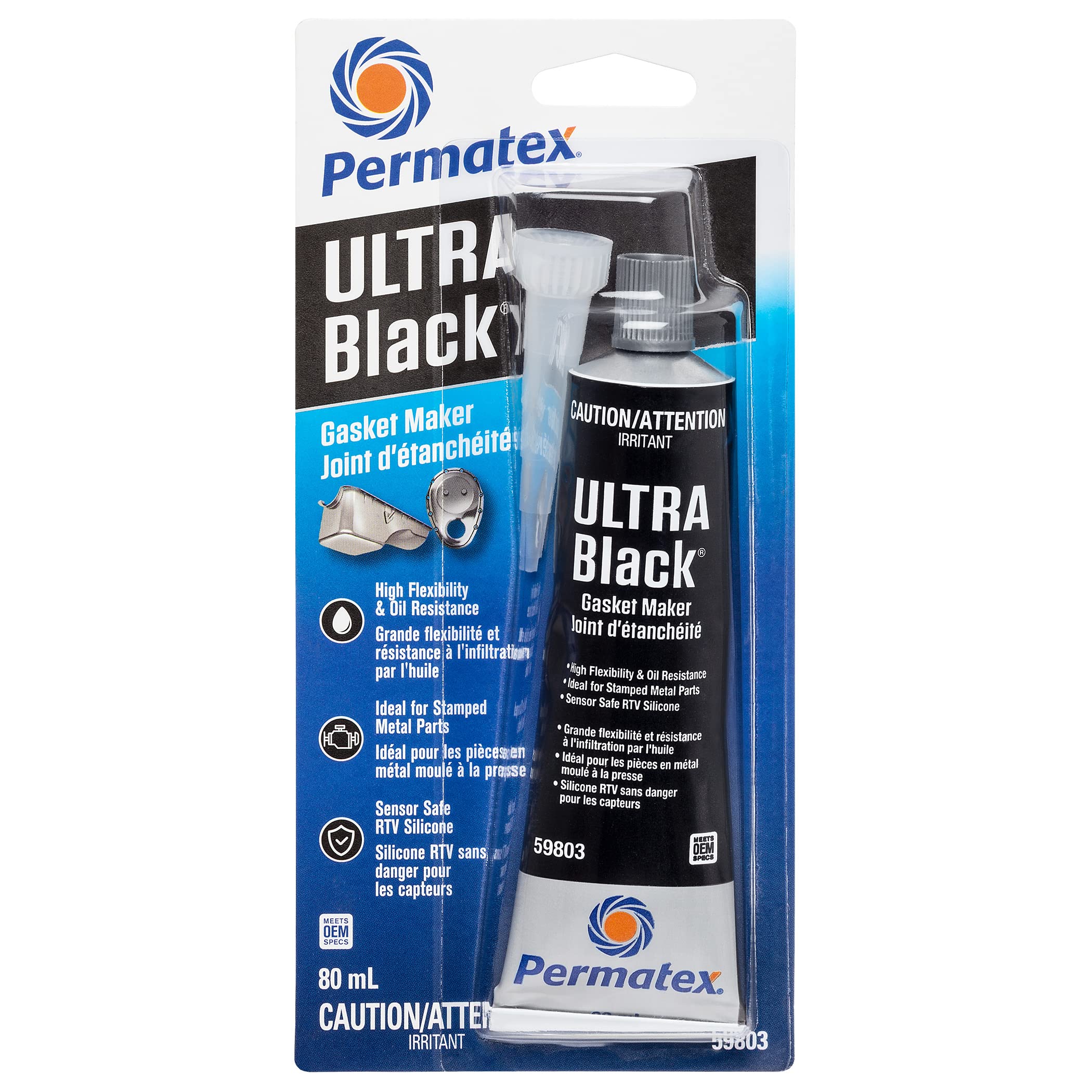 Permatex 59803 Ultra Black Gasket Maker 598BR, 80mL