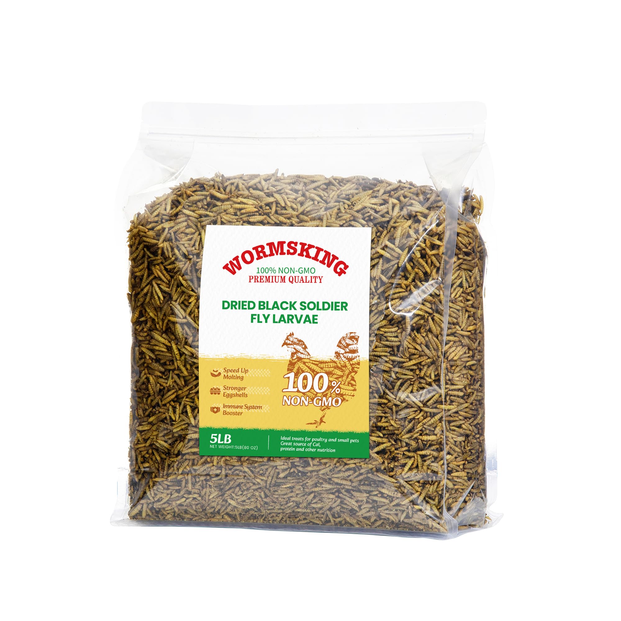 WORMSKING 5LB Dried Black Soldier Fly Larvae for Chickens | More Calcium Than Dr