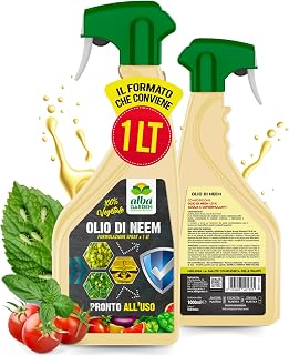 Albagarden - Neem Oil for Plants - Maxi x 1 Litre - Natural Solution Against Insects Fungi Mealybug, Mites Aphids Flea, Bugs and Lice - Ready to Use Spray