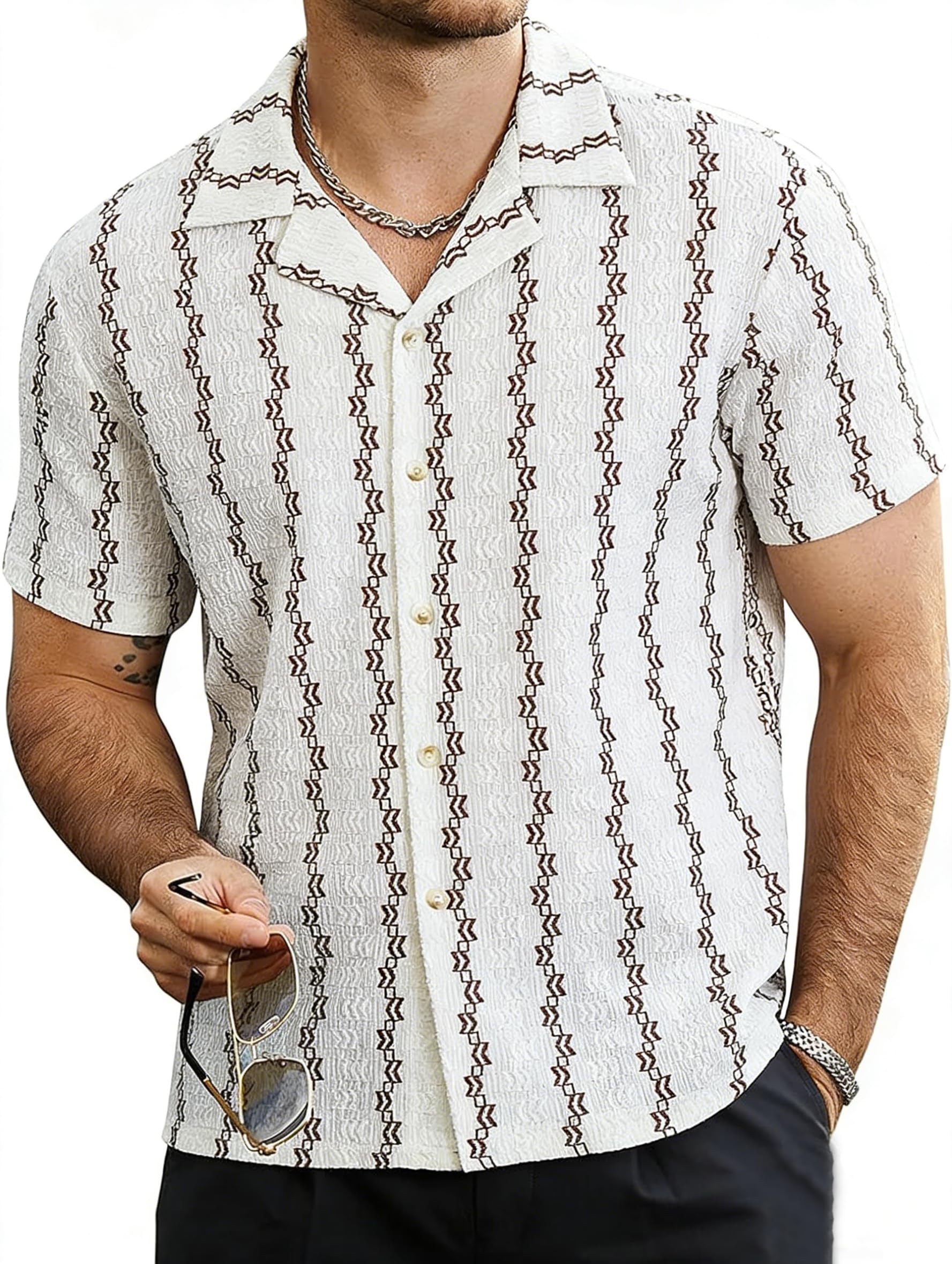 Men's Transparent Short Sleeve Knitted Shirt Breathable Soft Summer Golf Tennis 