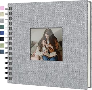 Popotop Scrapbook Photo Album, 8x8in 60Pages DIY Hardcover Kraft Blank Memory Book with Personalized Display Picture Window for Family, Wedding, Guest Book, Anniversary, Baby, Travel, Christmas