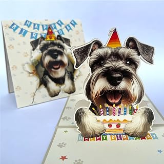 Fawn Chihuahua Birthday Card 3D Pop Up — Light Fawn Chihuahua with Party Hat & Birthday Cake, Funny Birthday Card for Chihuahua Lovers, Fawn Chi Mom Dad Gift, 6x6 Inch, Includes Envelope