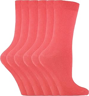 Sock Snob - 6 Pairs of Ladies Thin Plain Coloured Cotton Rich Ankle Socks 4-7 uk