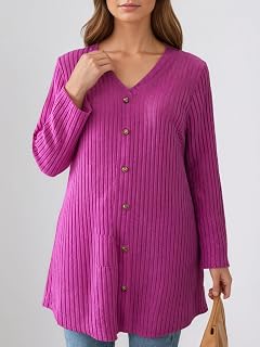 Women Long Sleeve V Neck Solid Color Plus Size Autumn Winter Casual Loose Dresses