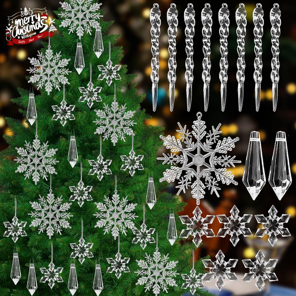 Snowflake Ice Lolly Pendants Acrylic Christmas Tree Ornament Home Party Hanging 