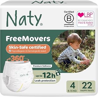 Naty FreeMovers Nappy Pants, Size 4 (8-15 kg), 22 Count