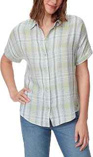Gloria Vanderbilt Women's Daisy Short Sleeve High-Low Button Down Shirt, Standard Daisy Shirt, Short Sleeve, High-Low Button Placket, Standard