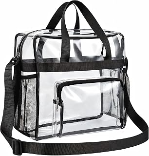 Bagenius Clear Tote Bag, 12x5.5x12 Inches Travel Tote Bag Stadium Approved | 0.4mm PVC, Clear Bag with Reinforced Strap for Stadium Events, Transparent bag for Concert, Work, Sports, Game Day
