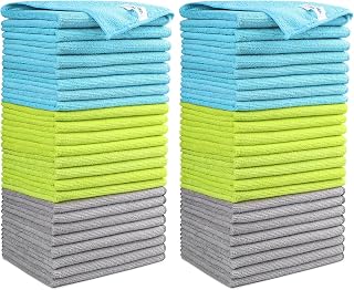 AIDEA Microfibre Cleaning Cloths Pack of 48, Multifunctional Reusable Cleaning Towels, Lint Free Streak Free Washable Cloth Duster for House, Kitchen, Car, Motorbike, Windows 30 x 30 cm
