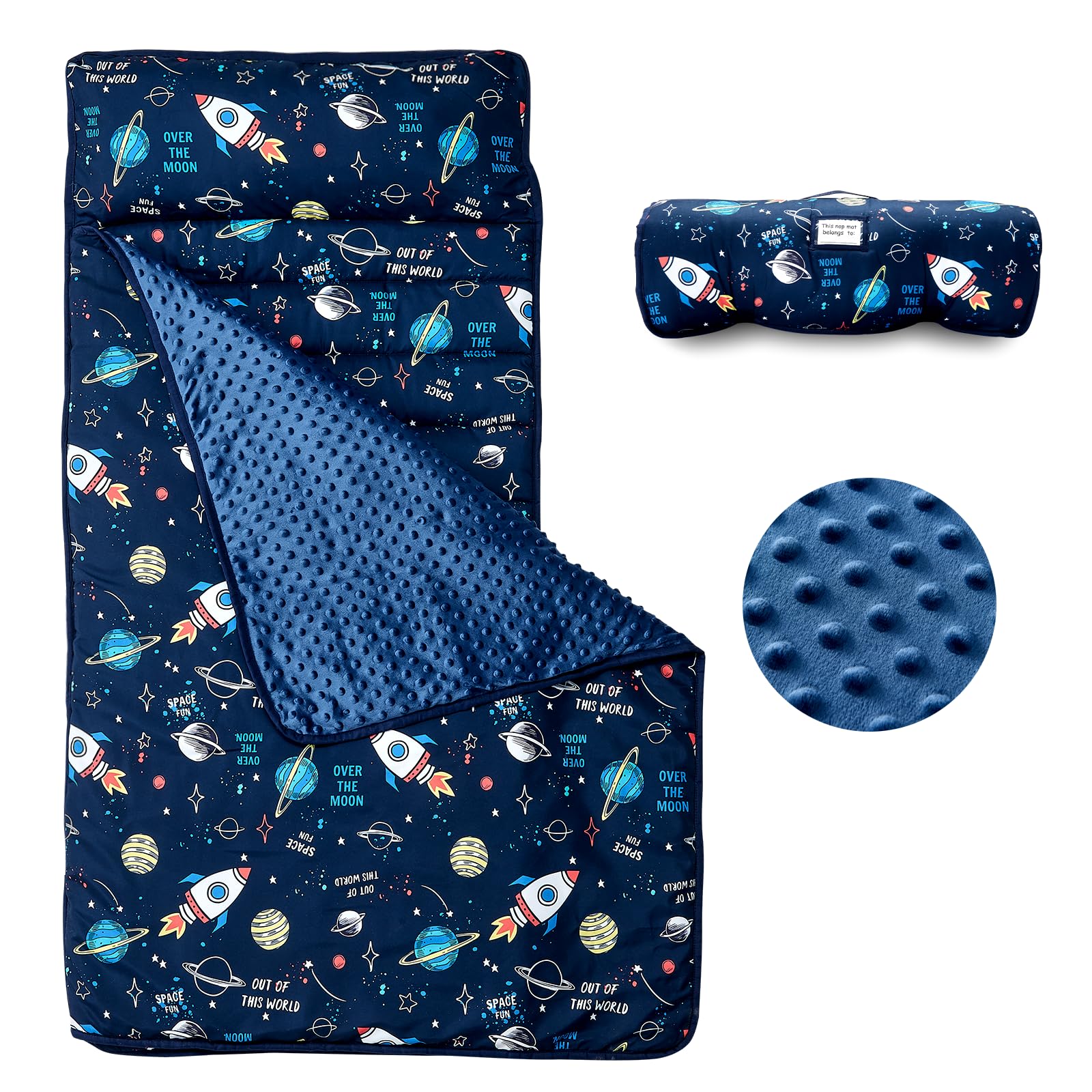 beeweed Toddler Nap Mat, Rollup Design Kid Sleeping Mat with Removable Pillow &a