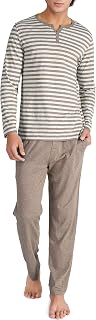 DAVID ARCHY Mens Two Piece Long Sleeve Pyjamas, Made of Combed Cotton, Soft and Breathable, Comfortable Sleepwear