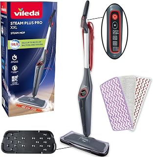 Vileda Steam Plus Pro XXL Dampfreiniger, 4 Dampfstufen, Grau/Rot