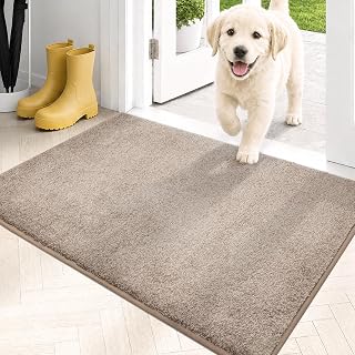 PURRUGS Dirt Trapping Indoor Door Mat, 50 x 80 cm, Taupe | Machine Washable, Non-Slip, Waterproof TPR Backing, Super Absorbent, Low Profile, Entryway Rug for Muddy Paws and Shoes