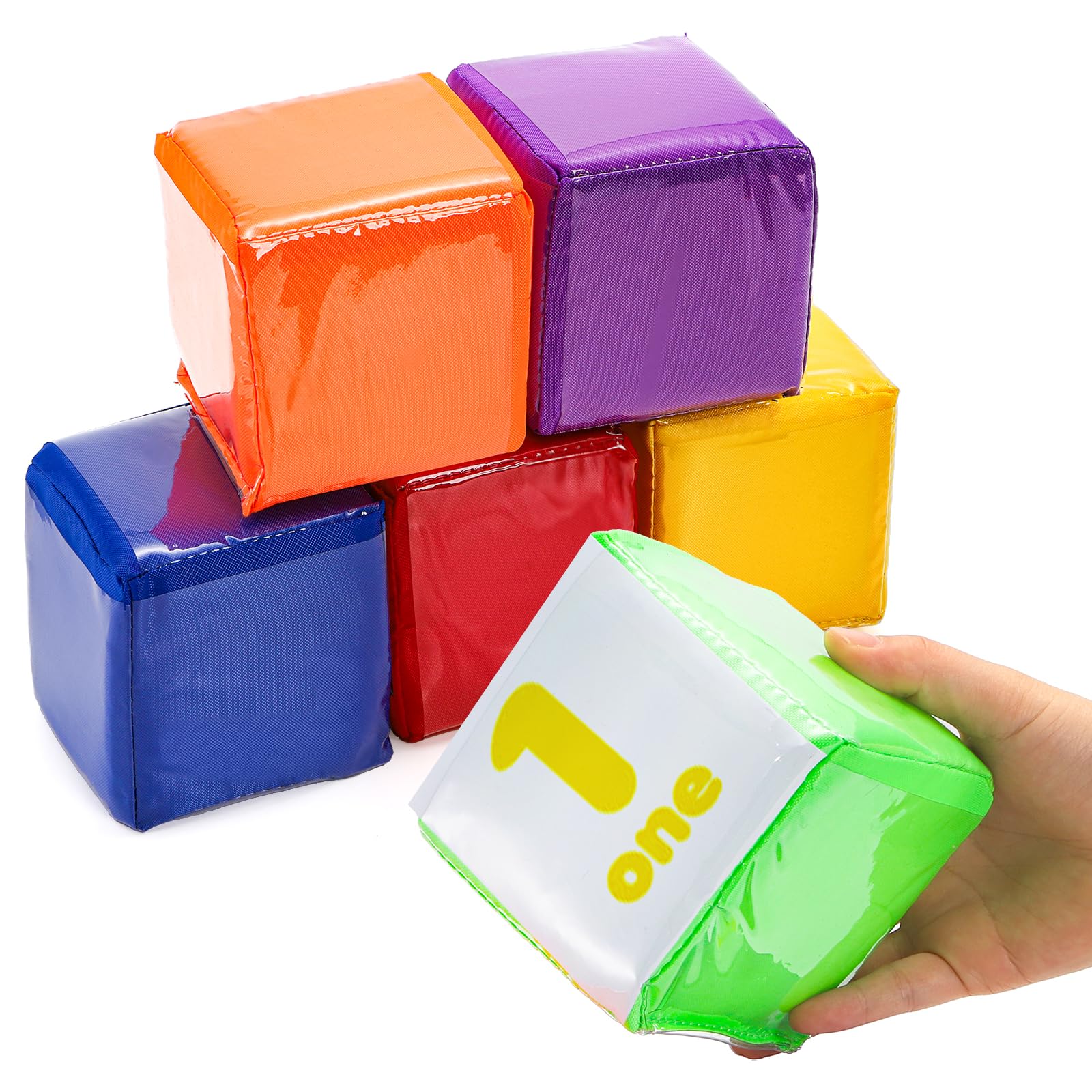 Yesland 6 Pack 3.9" DIY Photo Pocket Dice, Large Playing Game Dices, Clear Soft 