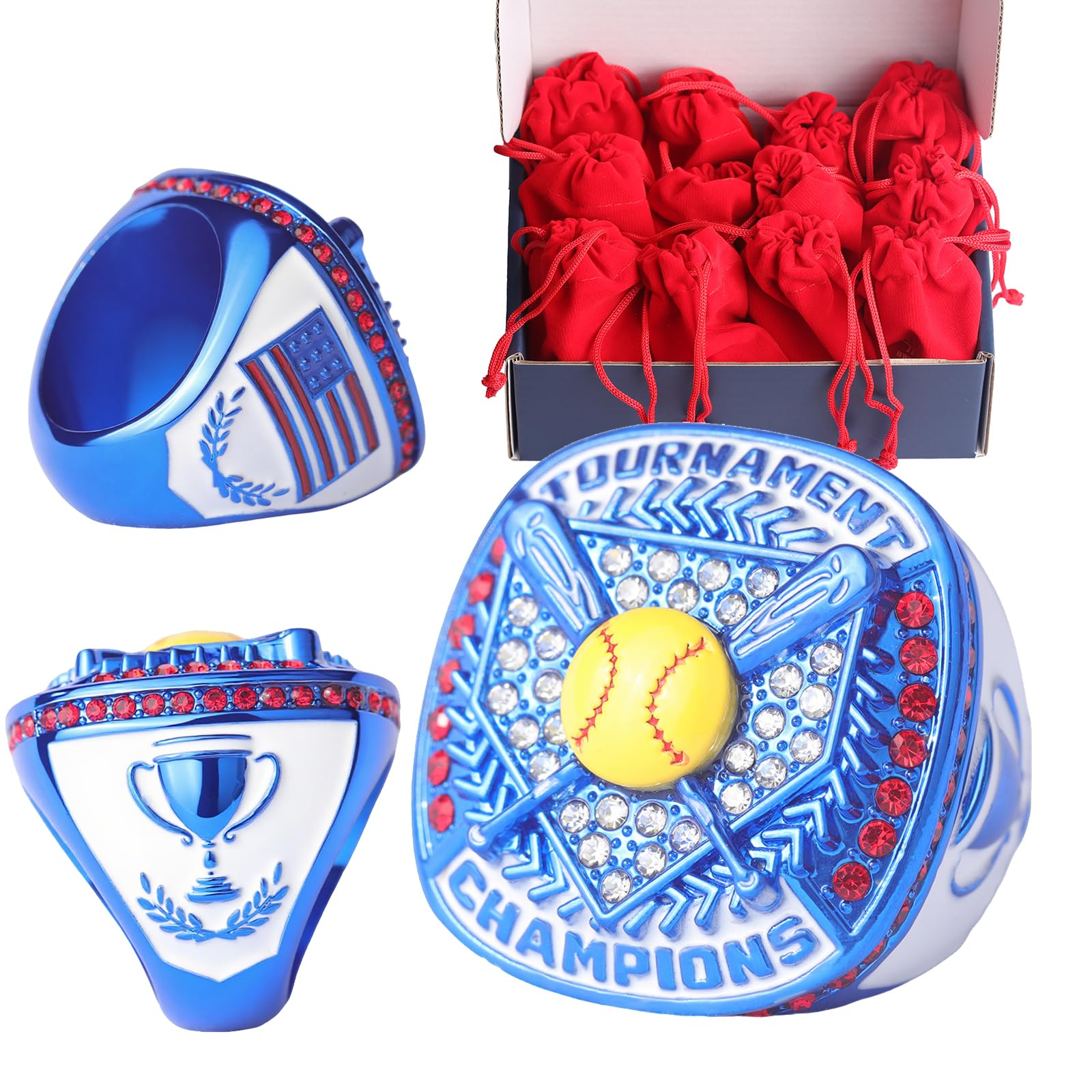 TOPSPORTSJEWELRY 12 pcs Pack Metallic Colors Softball Tournament championhsip Tr